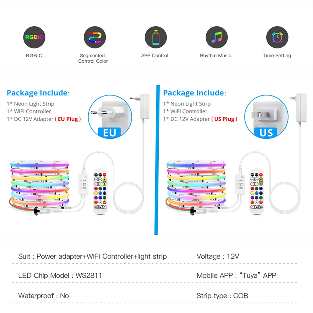 Tuya WiFi WS2811 RGBIC COB LED – обзор и цена Smart Home Llm